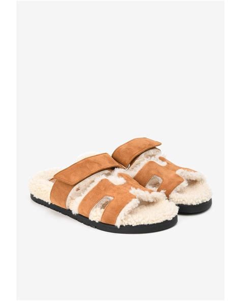 hermes chypre white sandals|hermès chypre sandals shearling.